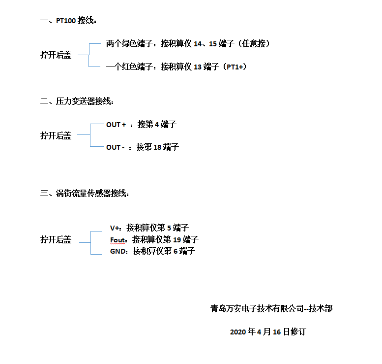 流量積算儀接線文字說明（配渦街男女日皮视频免费使用）(圖1)